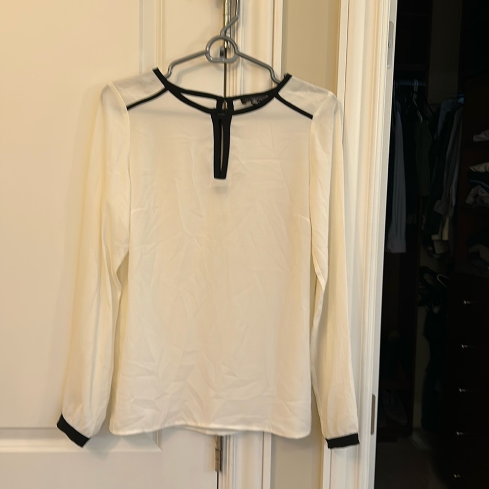 Xs Limited white blouse with black trim